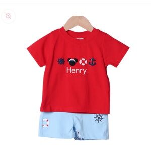 NWT The Smocked Flamingo French Knot Mouse Cruise set. Shirt is not monogrammed